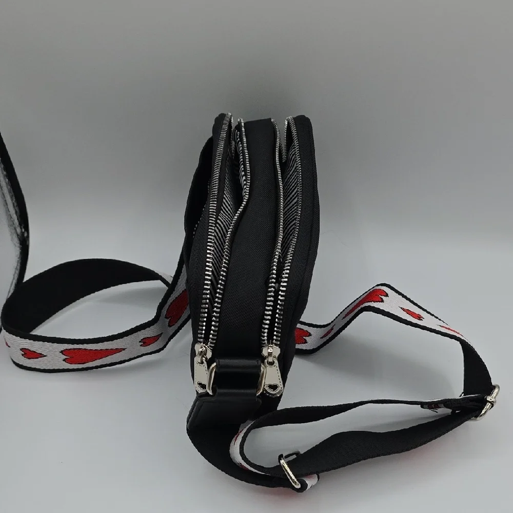 Brighton Black Crossbody Bag with Red Accents